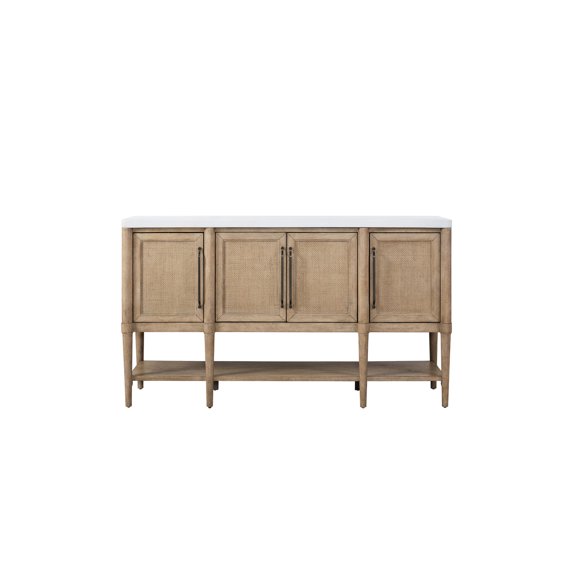 Solid wood + MDF cement top server | Ideal for family gathering areas, power - ready and stylish