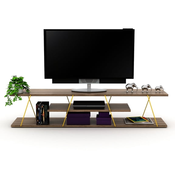 Solid wood TV stand, 12-inch depth and weight / Sturdy and reliable