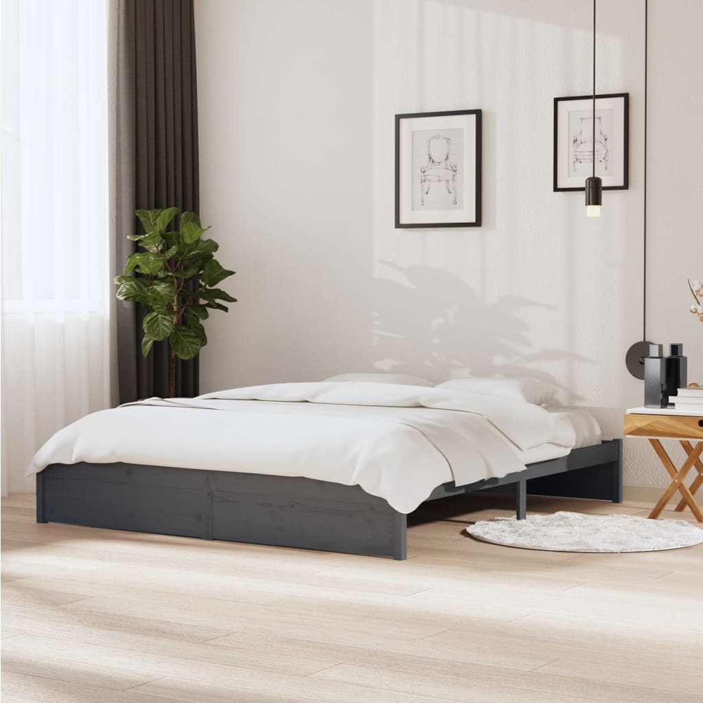 Solid wood bed gray 180x200 cm