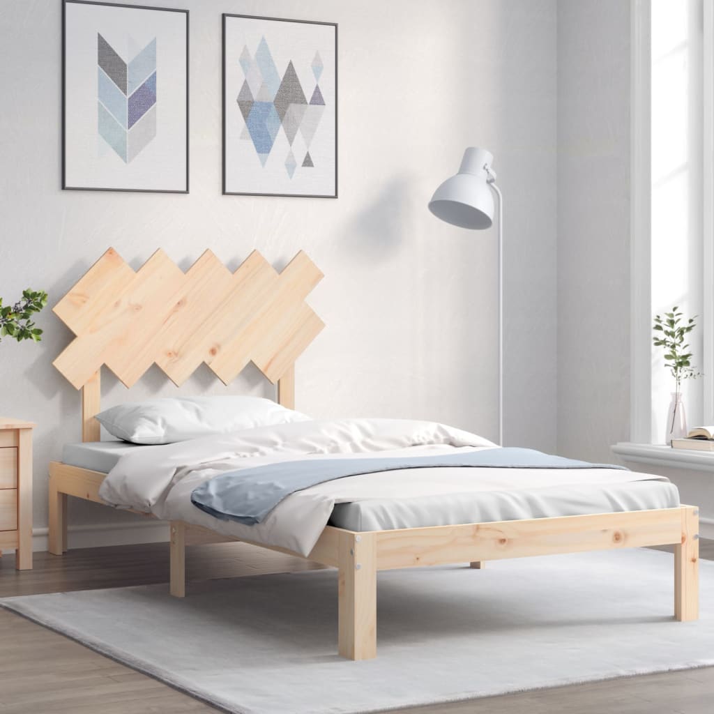 Solid wood bed with headboard 100x200 cm