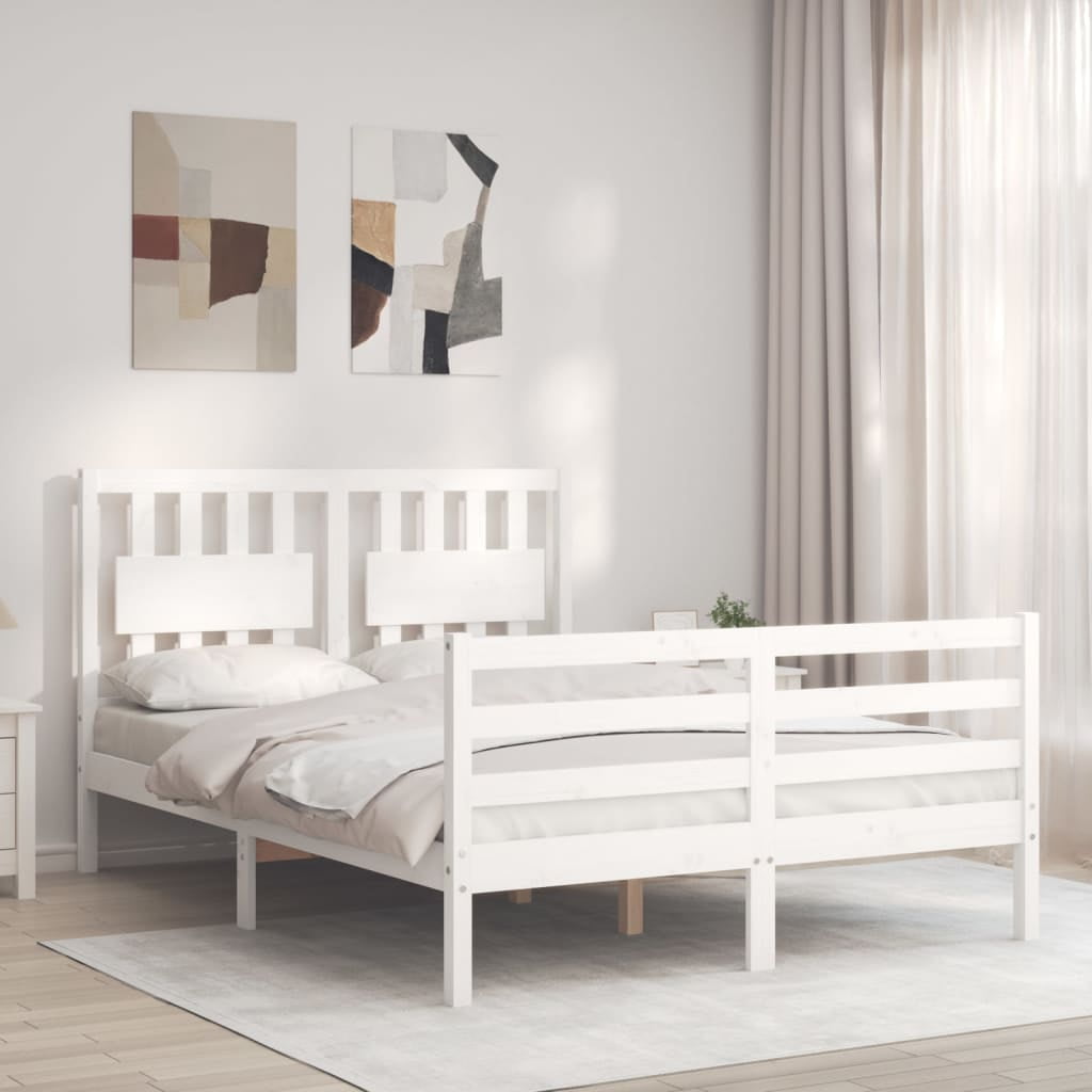 Solid wood bed with headboard white?