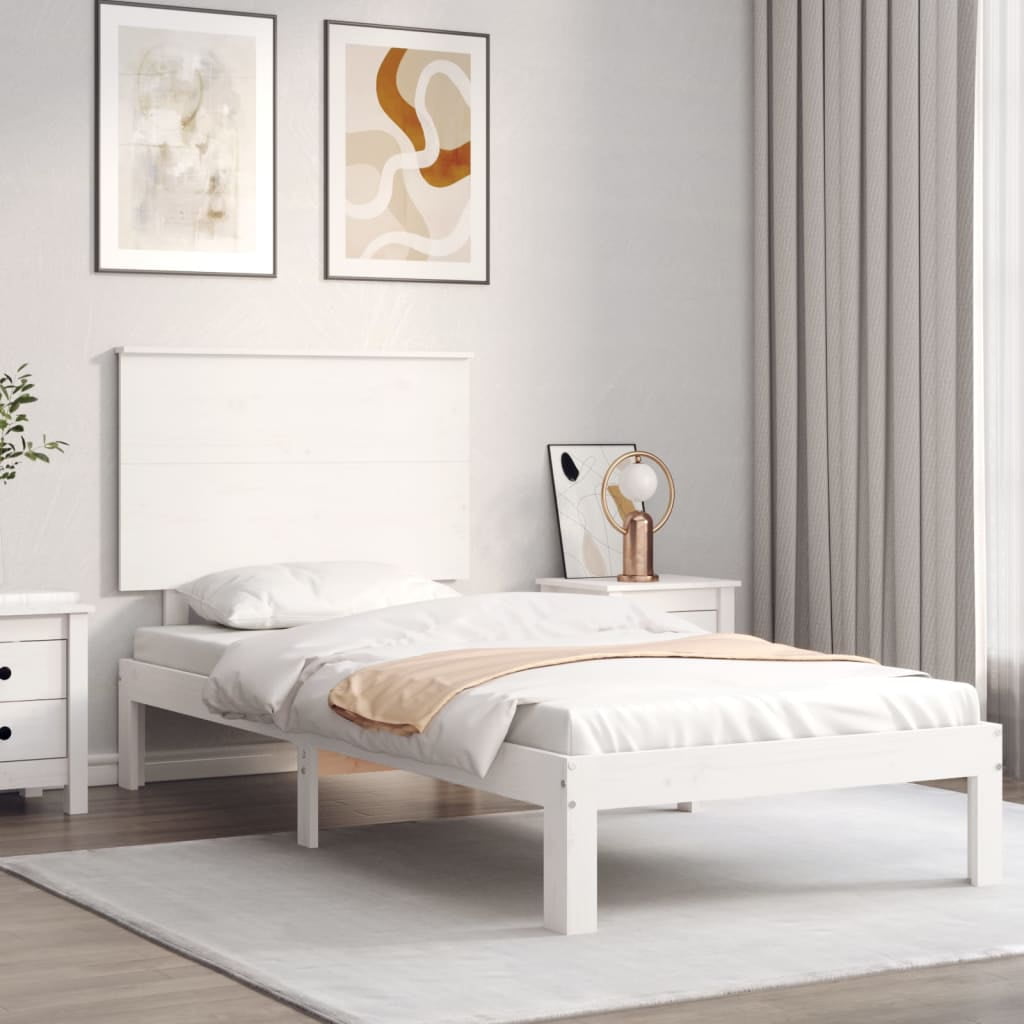 Solid wood bed with headboard white?