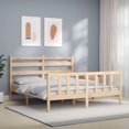 Solid wood bed with headboard