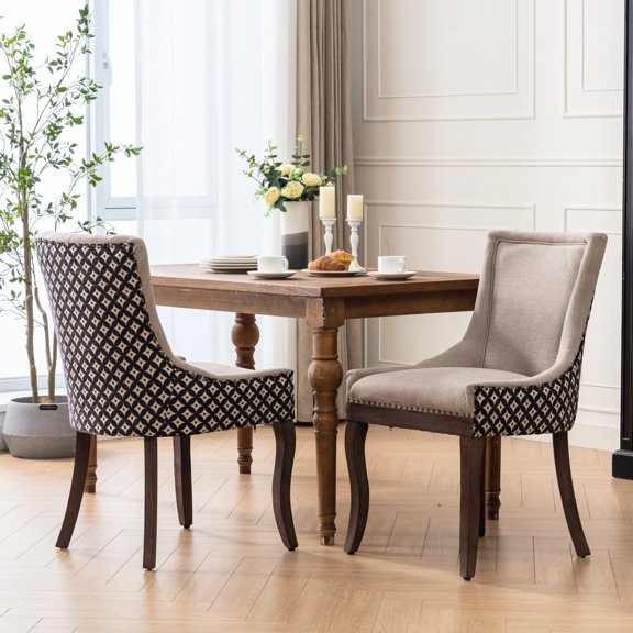 Solid wood frame - Decorative nail heads - Dining room decor - Stylish seating