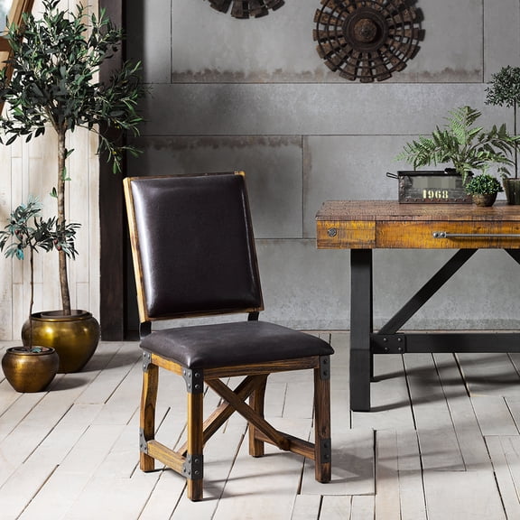 Solid wood legs & faux leather design / Dining chair to elevate home dining area