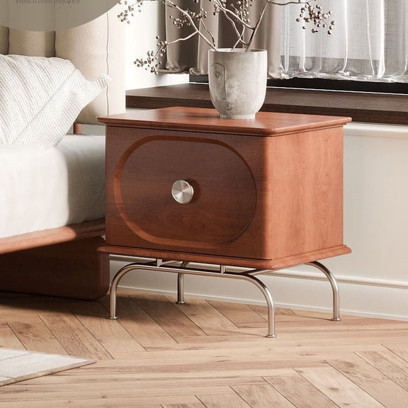 Solid wood nightstand modern simple bedside small cabinet living room metal sideboard bedroom storage cabinet