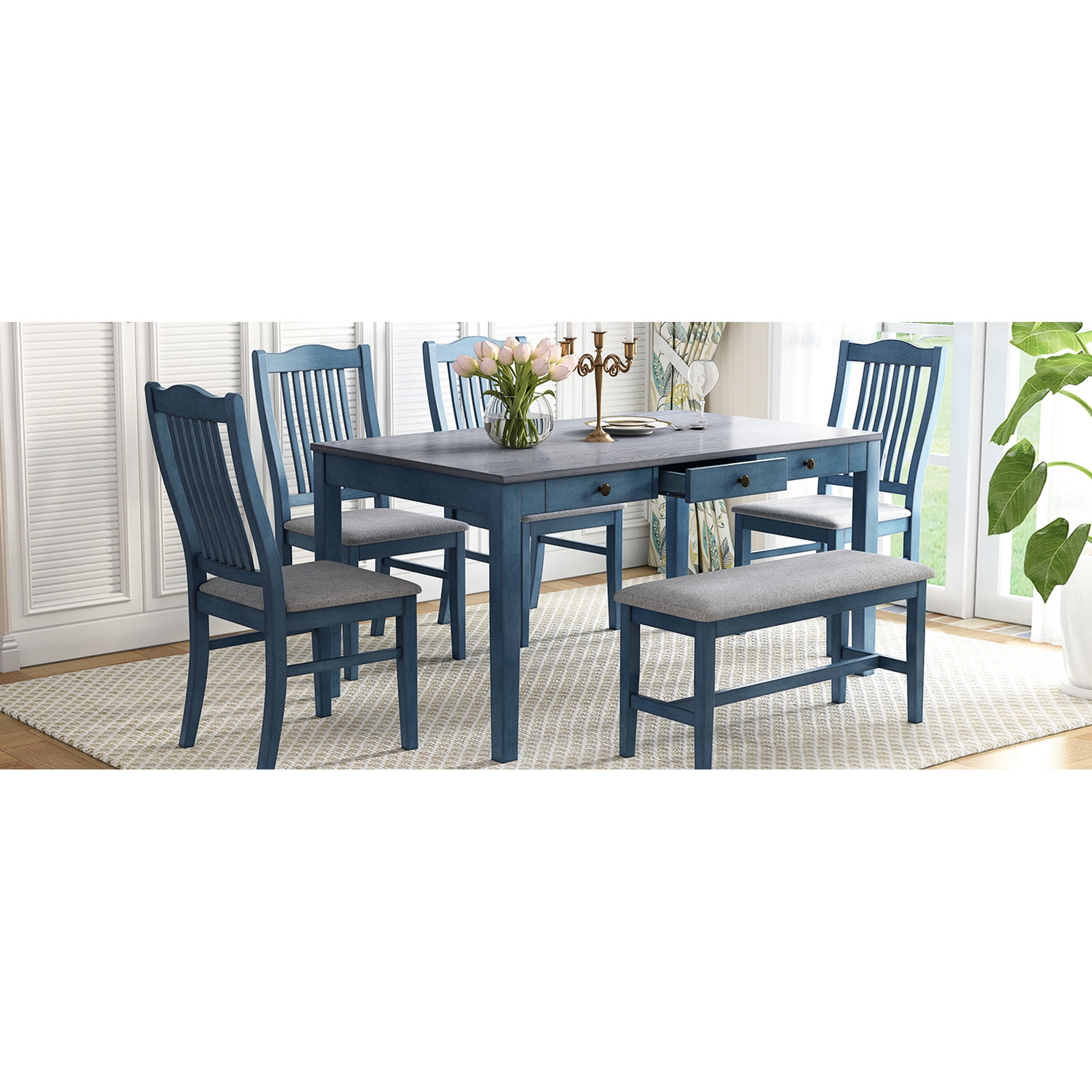 Solid wood set - Stable 4 - leg table base - For daily dining in dining ...