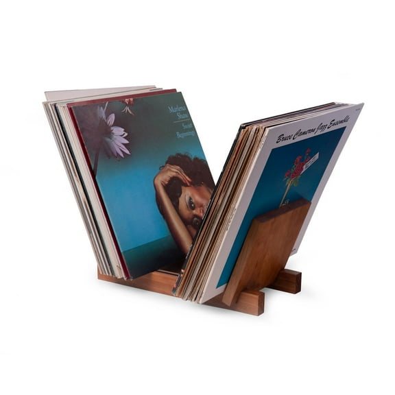 Solid wood vinyl record display case, stacks up to 50 records, 12" or 7"