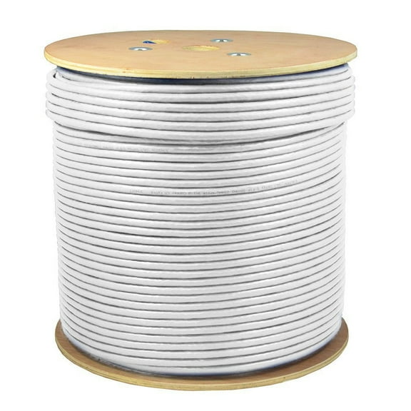 SolidLink 1000ft CAT6A S/FTP In-Wall Rated (CM) UL Listed Bare Copper Solid 23AWG Conductor 550Mhz Fluke Tested Ethernet Wire (White)