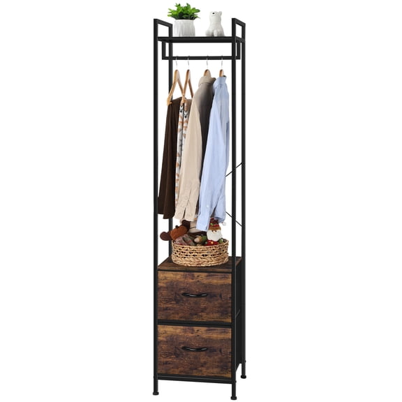 SolidPal 3-Tier Heavy Duty Garment Rack, Freestanding Closet Organizer with Fabric Drawers & Storage Shelves for Bedroom Entryway