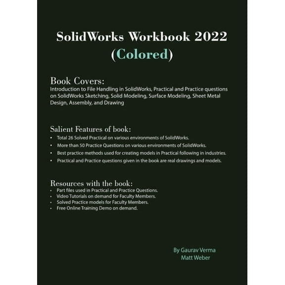 SolidWorks Workbook 2022 (Colored), (Hardcover)