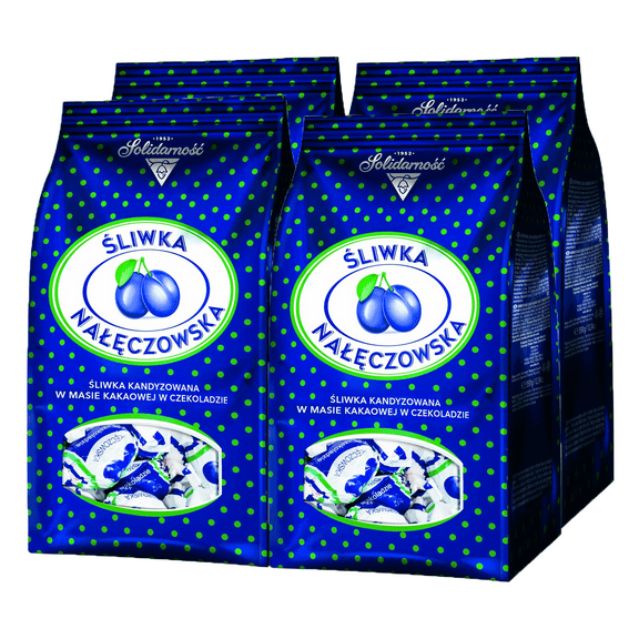 Solidarnosc Sliwka Naleczowska Candy Chocolate Glazed With Prunes Classic Polish Candy 350g/ 0.77lb - Set of 4