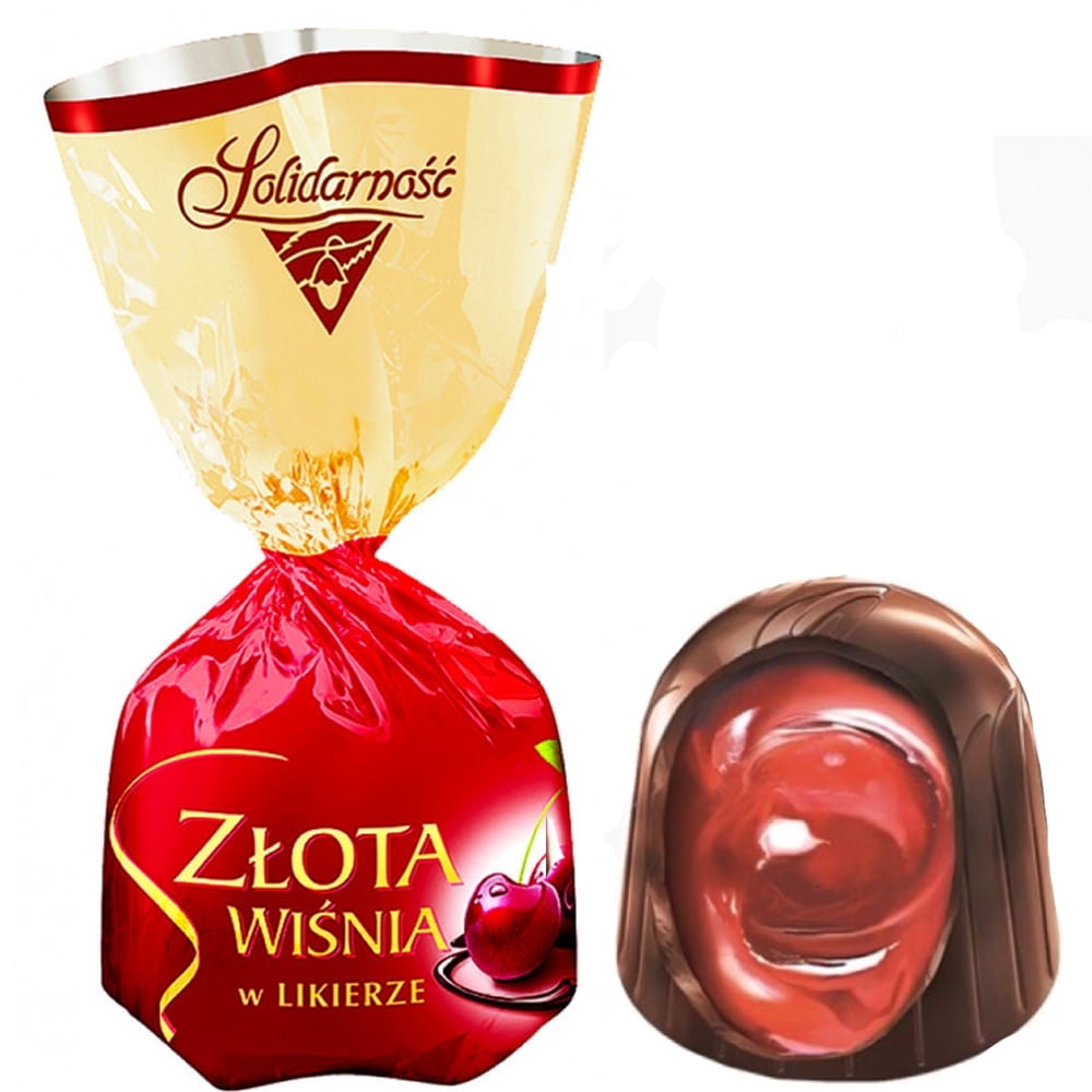 Solidarnosc Zlota Wisnia Candy Chocolate Glazed With Cherry Liquor Filling Classic Polish Candy 226g / 0.5lb