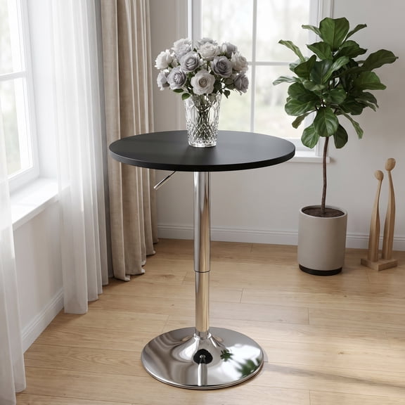 Solidee Bistro Pub Table Adjustable Height 360°Swivel Bar Table Round 35.8"Height, Black