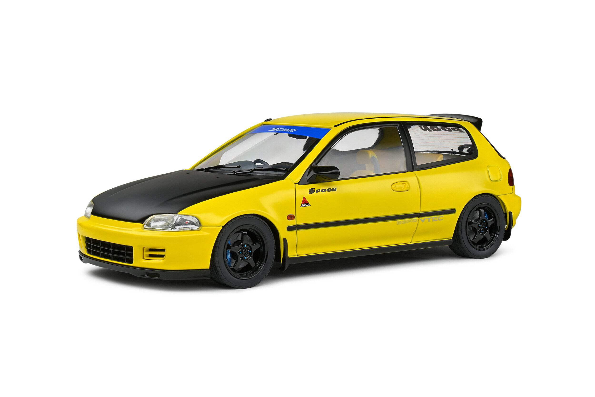 Solido 1991 Honda Civic EG6 Spoon Version Yellow Carnival w/ Black Hood 1:18, image size:2500x1667