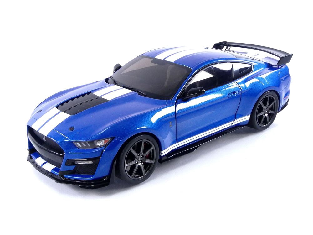 2020 Ford Mustang Shelby GT500 Fast Track Ford Performance Blue Metallic with White Stripes 1/18 Diecast Model Car by Solido