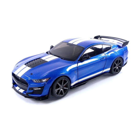 2020 Ford Mustang Shelby GT500 Fast Track Ford Performance Blue Metallic with White Stripes 1/18 Diecast Model Car by Solido