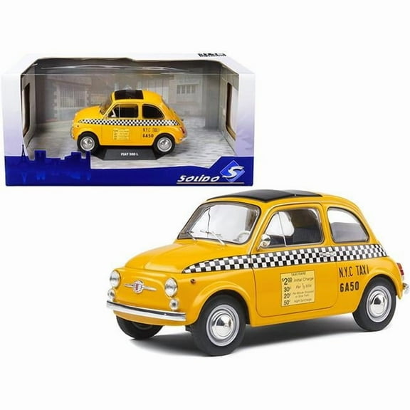 Solido S1801407 1-18 Scale 1965 Fiat 500 L NYC Taxi New York City Diecast Model Car, Yellow