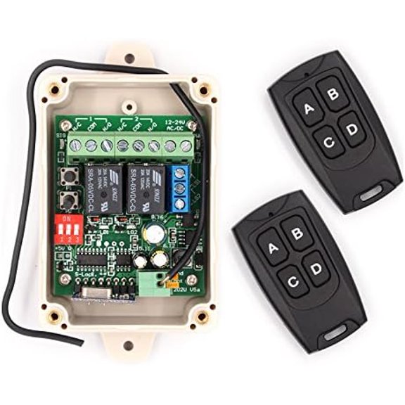 Solidremote 12V - 24V Secure Wireless RF Remote Control Relay Switch Universal 2-Channel Receiver with 2 Transmitters for Garage Door Openers, LED Lights etc (KIT-1)$$Tools & Hardware Other