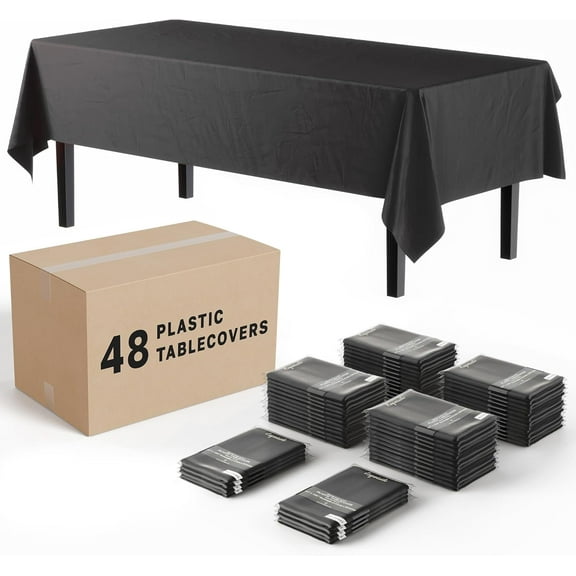 Solids Black Tablecloths for Rectangle Tables Pack Plastic Table Cloth Disposable 54" X 108" Black Table Cloths Rectangle Tablecloth Plastic Tablecloths Rectangular for Supplies