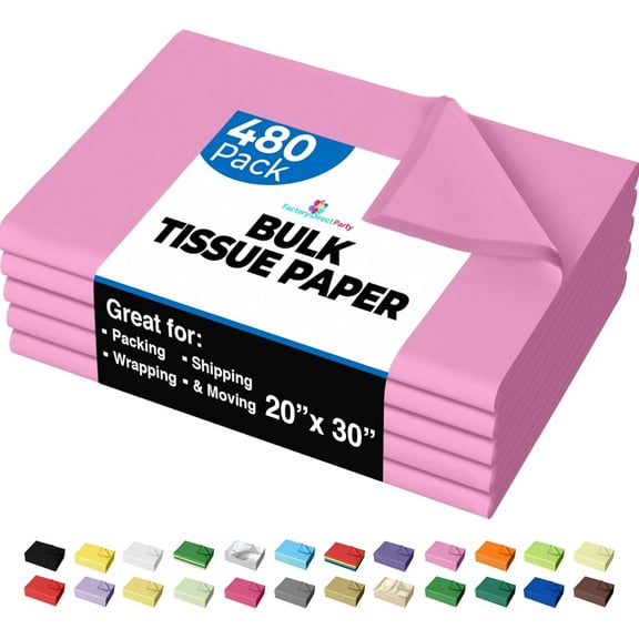 Solids Tissue Paper for Gift Bags - 20" X 30" Bulk Tissue Paper 480 - 10lb Newsprint for Packing, Birthday Gift Box Filler, Packing Supplies for Moving Supplies