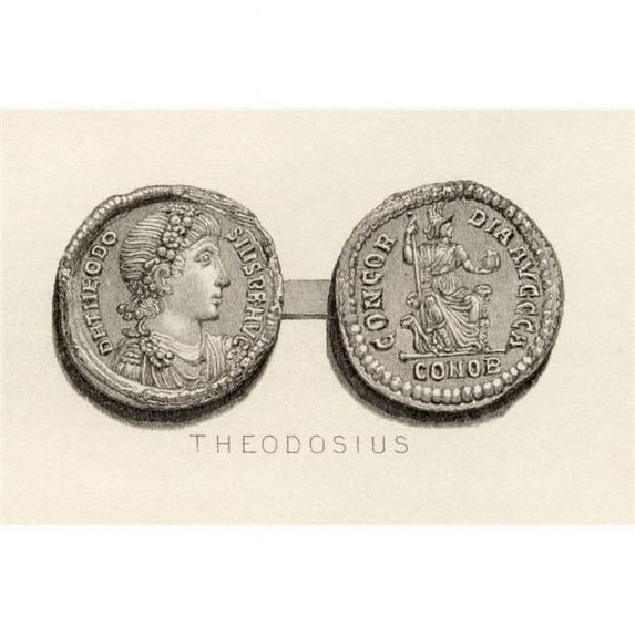 Solidus Coin From The Time Of Theodosius The Great Flavius Theodosius A.D. 347-395. Roman Emperor. Print