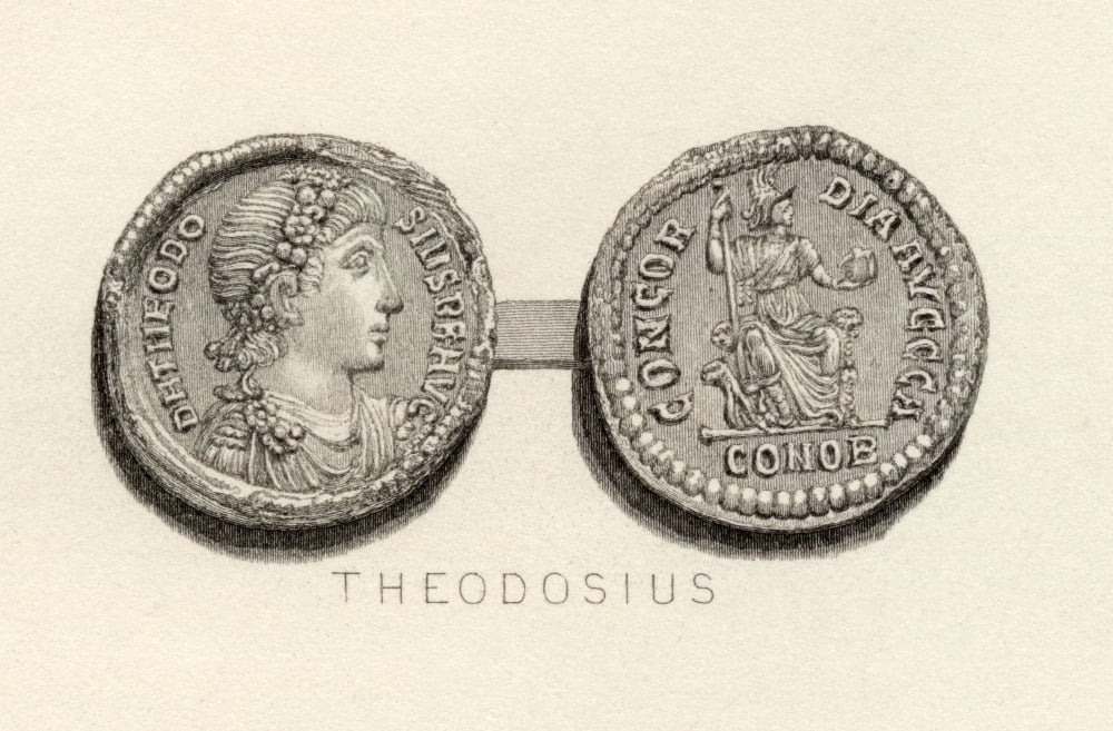 Solidus Coin From The Time Of Theodosius The Great Flavius Theodosius AD 347-395 Roman Emperor Canvas Art - Ken Welsh Design Pics (36 x 24)