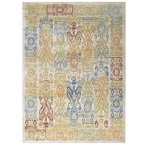 Modway Solimar Distressed Southwestern Aztec 8x10 Area Rug in Multicolored