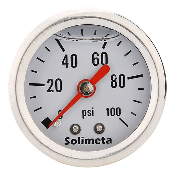 Solimeta 1.5" Dial Size, 304 Stainless Steel Case, Oil Filled, Fuel Pressure Gauge 1/8 NPT, Inline Fuel Pressure Gauge, Automotive Replacement Fuel Pressure Gauge, 0-100Psi, +/-3-2-3%