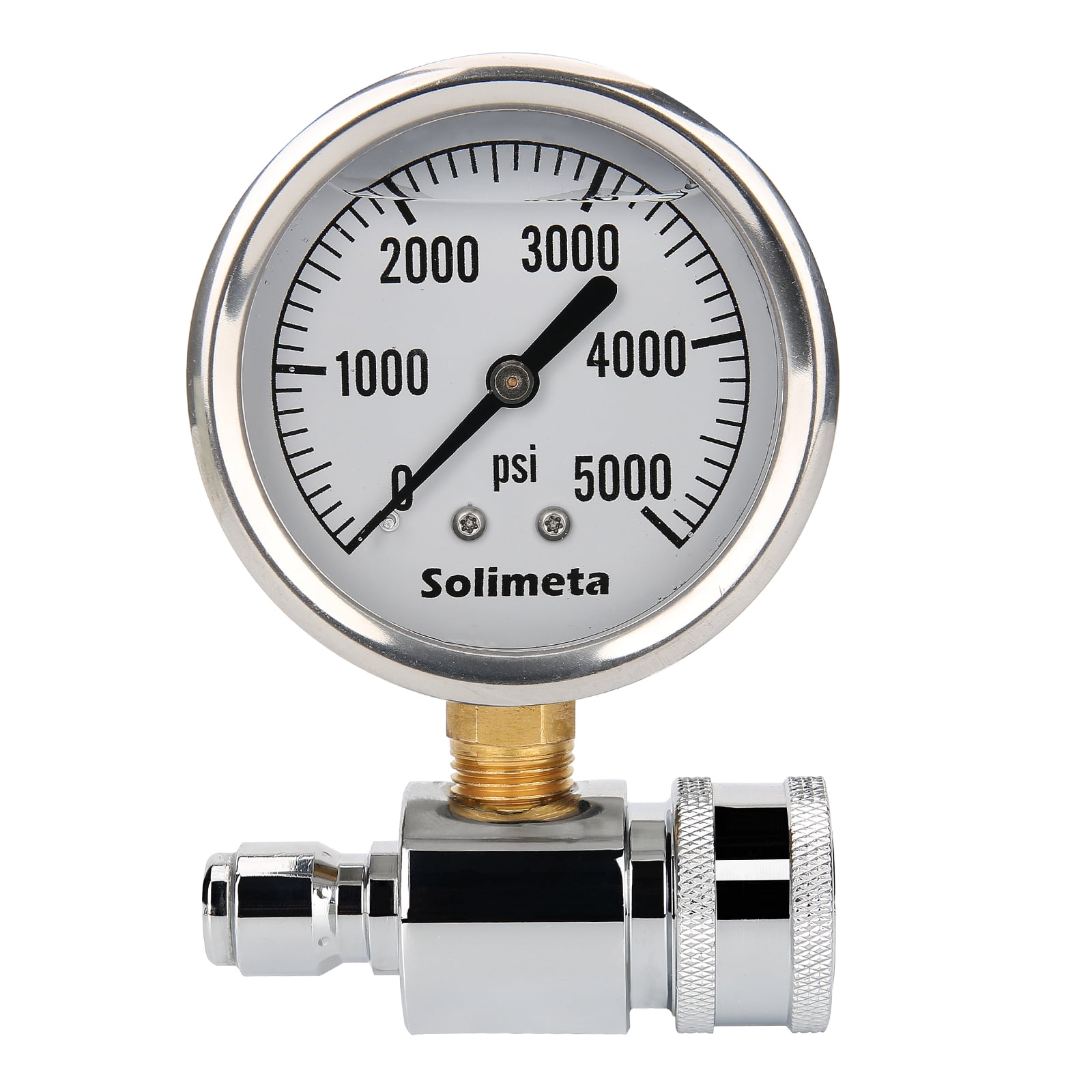 Solimeta 2-1/2" Pressure Washer Pressure Gauge Kit, 3/8 Inch Quick Connect, 0-5000 PSI, Liquid filled