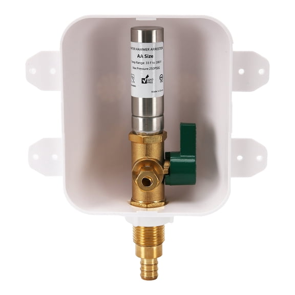 Solimeta Ice Maker Outlet Box with Water Hammer Arrestor PEX Connection, with Stop Valve, Pex Laundry Box, Water Machine Shufoff Valve