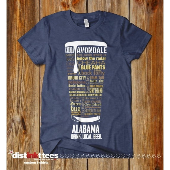 Alabama Craft Beer Typography T-Shirt - Navy, 3X | Father's Day Hoppy Gift