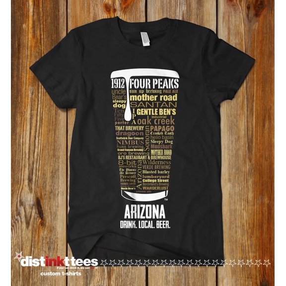 Arizona Beer Shirt Typography Print - Beer Lover T-Shirt, Dad Gift, Black, Medium