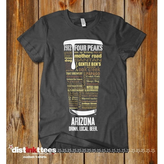 Solin Arizona Beer Shirt Typography Print - Beer Lover T-Shirt, Dad Gift, Dark Heather, 2XL-L-S