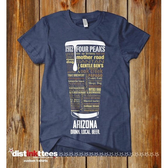 Solin Arizona Beer Shirt Typography Print - Beer Lover T-Shirt, Dad Gift, Navy, X-Large-L-S