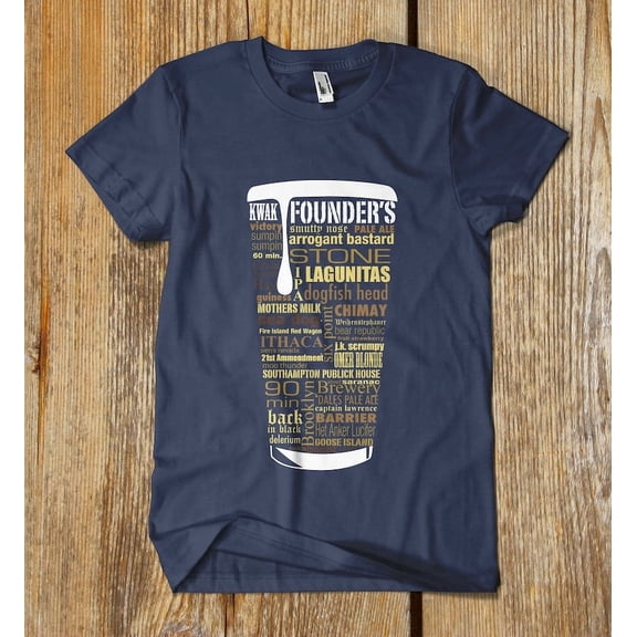 Beer Shirt Typography Print Beer Lover Gift T-Shirt Navy 4X