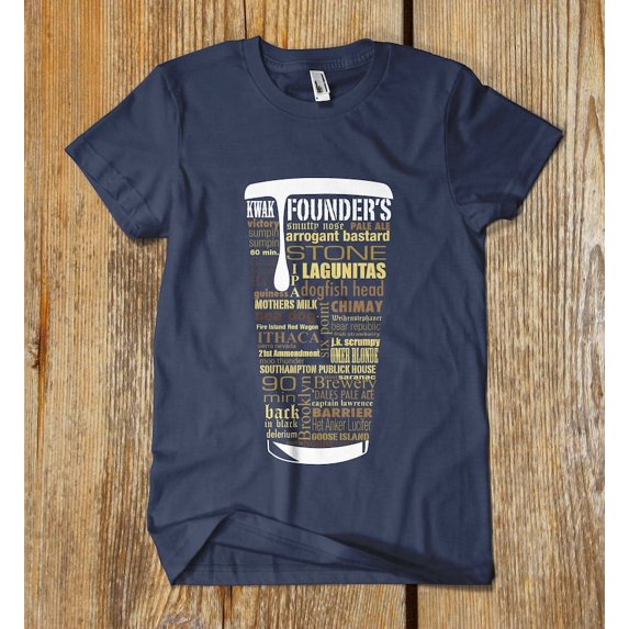 Beer Shirt Typography Print Beer Lover Gift T-Shirt Vintage Navy Small