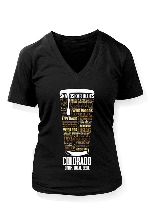 COLORADO Craft Beer Women's V-Neck Shirt, Brewery Shirt, Gift Idea for Women, Black X-Large