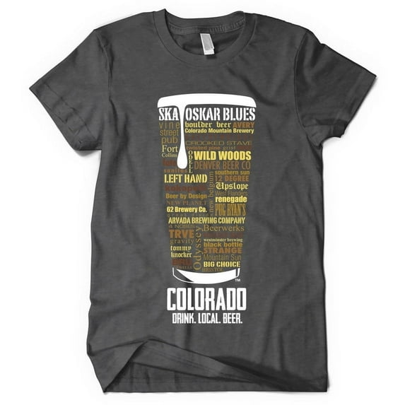 Colorado Breweries Craft Beer T-Shirt - Dark Heather, X-Large | Typography Gift for Dad