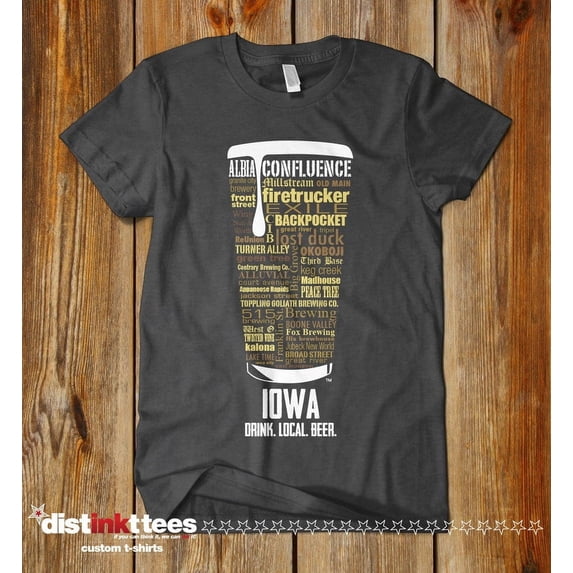 IOWA Craft Beer State Breweries, Local Crawl Tee, Drink Iowa Beer, Dark Heather Large
