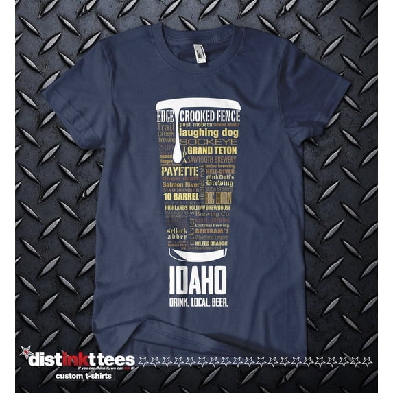 Idaho Craft Beer Typography T-Shirt - Vintage Navy Blue, 4XL | One-of-a-Kind Christmas Gift