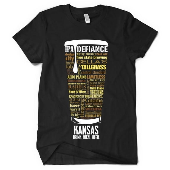 Kansas Breweries Craft Beer T-Shirt - Black - Large - Local Brewery Shirt for Him