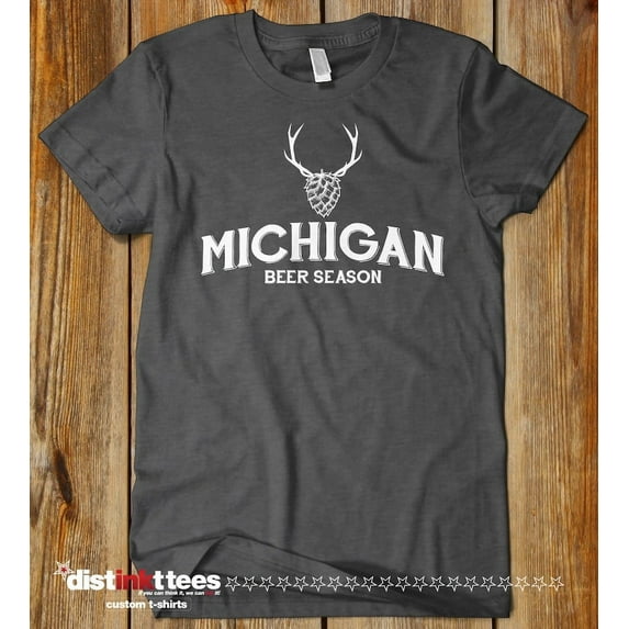 Michigan Beer Season T-Shirt - Black, Small | Craft Beer Typography Gift for Men