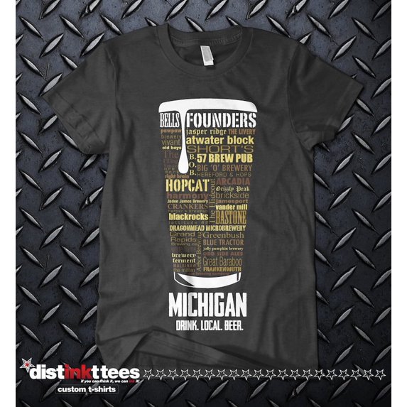 Michigan Beer Shirt - Black, Small | Typography Print Craft Beer Gift for Him