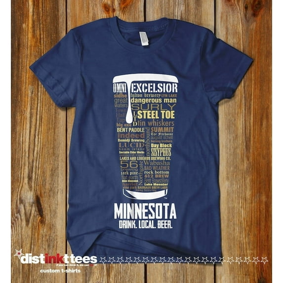 Minnesota Beer Shirt - Navy, 3XL | State Typography Print Beer Lover Gift