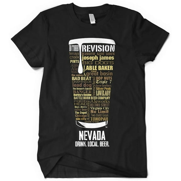 Nevada Beer Shirt - Black, Small | Typography Print Beer Lover Gift for Men