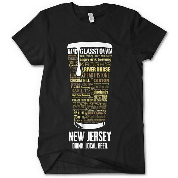 New Jersey Beer Shirt - Black, Medium | Typography Print Beer Lover Gift for Men