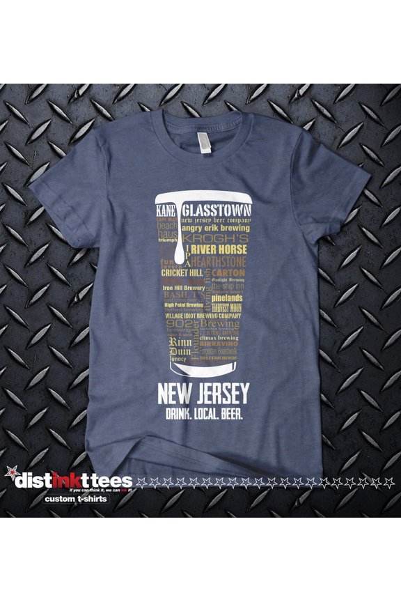 New Jersey Beer Shirt - Navy, X-Large | Typography Print Beer Lover Gift for Men