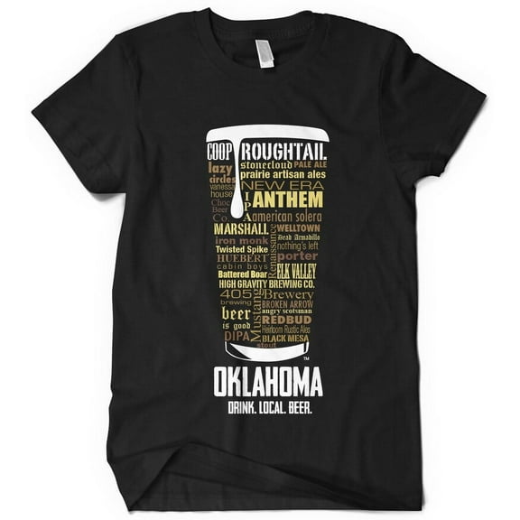 Oklahoma Beer Shirt - Dark Heather, Small | Typography Print Beer Lover Gift for Men