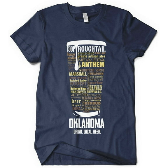 Oklahoma Beer Shirt - Heather Navy, 4XL | Typography Print Beer Lover Gift for Men